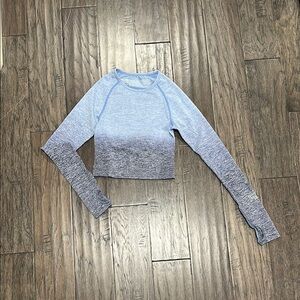 Victoria's Secret Ombré Blue Crop Top Long Sleeve Fitted